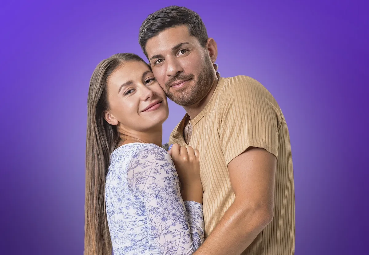 Joey and Magda on a purple background in a promo shot for '90 Day Fiancé: Before the 90 Days' Season 7