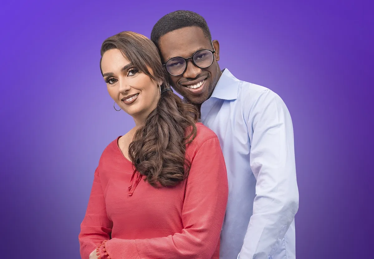 Rayne and Chidi on a purple background in a promo shot for '90 Day Fiancé: Before the 90 Days' Season 7