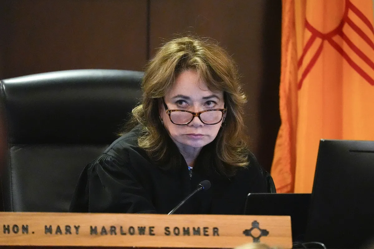 Judge Mary Marlowe Sommer listens from the bench during Alec Baldwin's pretrial hearing