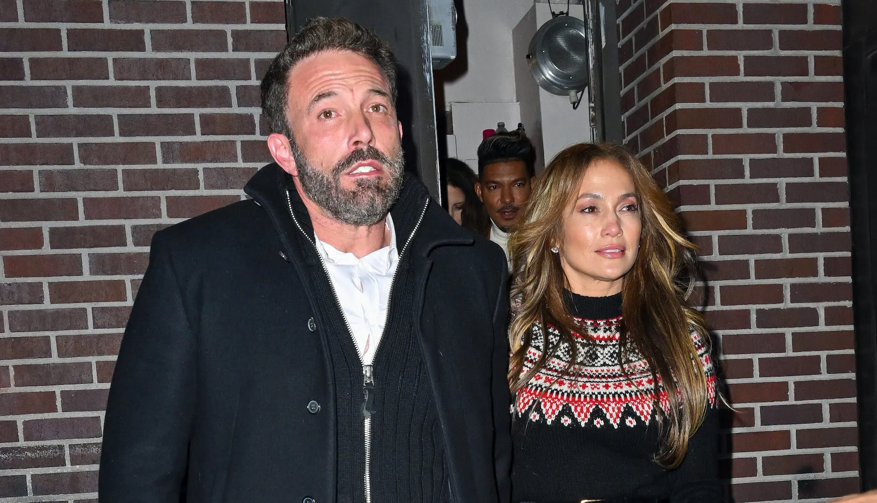 Ben Affleck and Jennifer Lopez leaving an event in New York City in 2022