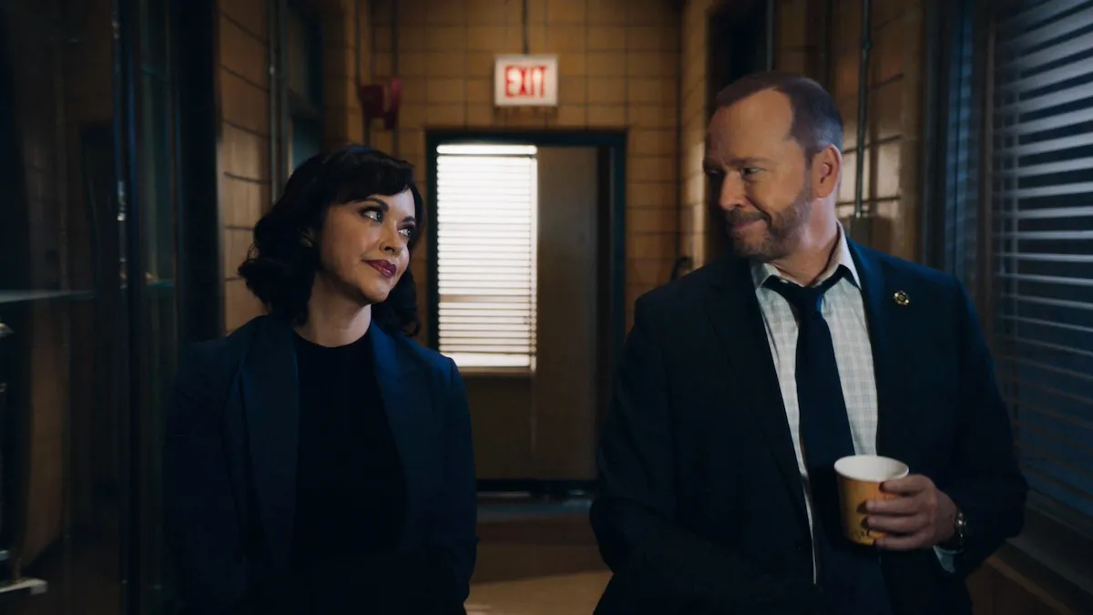 Maria and Danny smiling at each other in an episode of 'Blue Bloods'