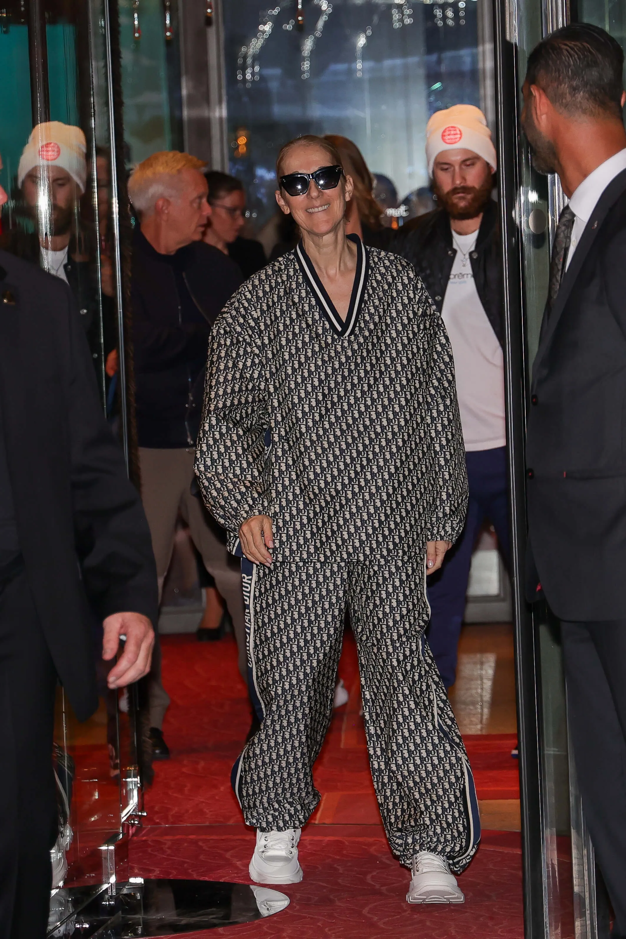 Céline Dion in a Dior tracksuit on July 25, 2024, in Paris, France 