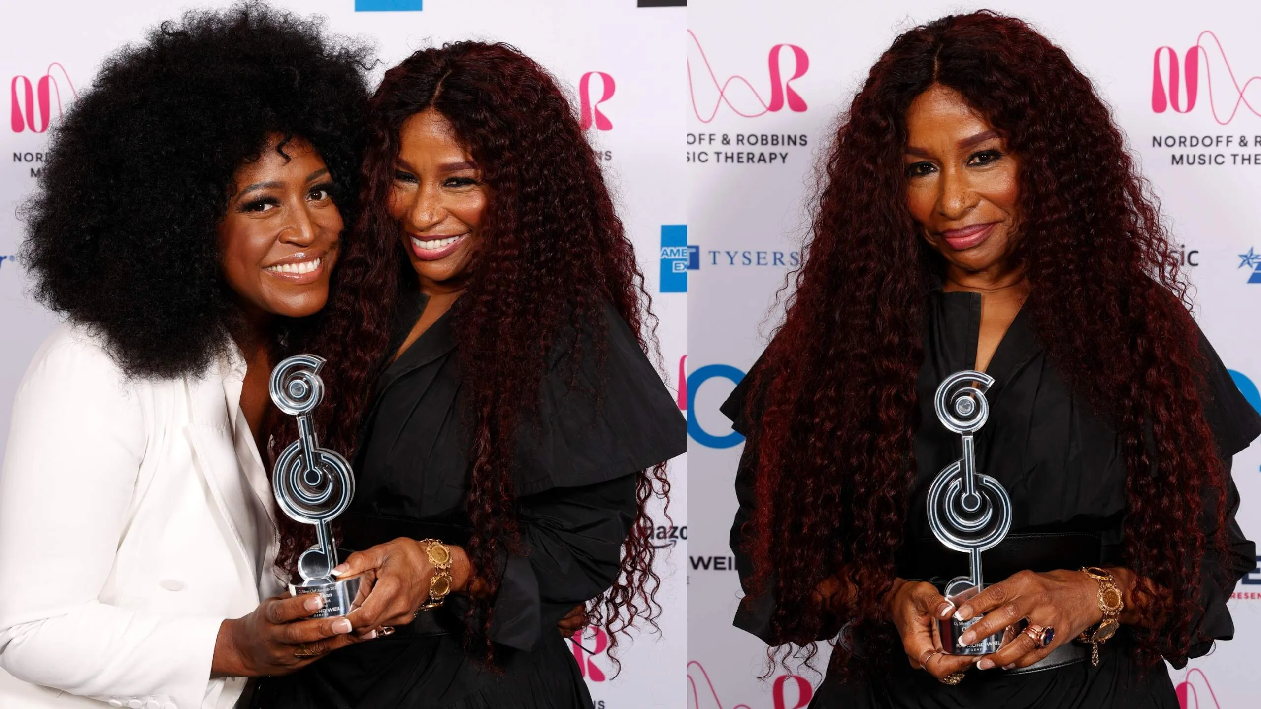 Mica Paris and Chaka Khan attends the Nordoff and Robbins O2 Silver Clef Awards 2024