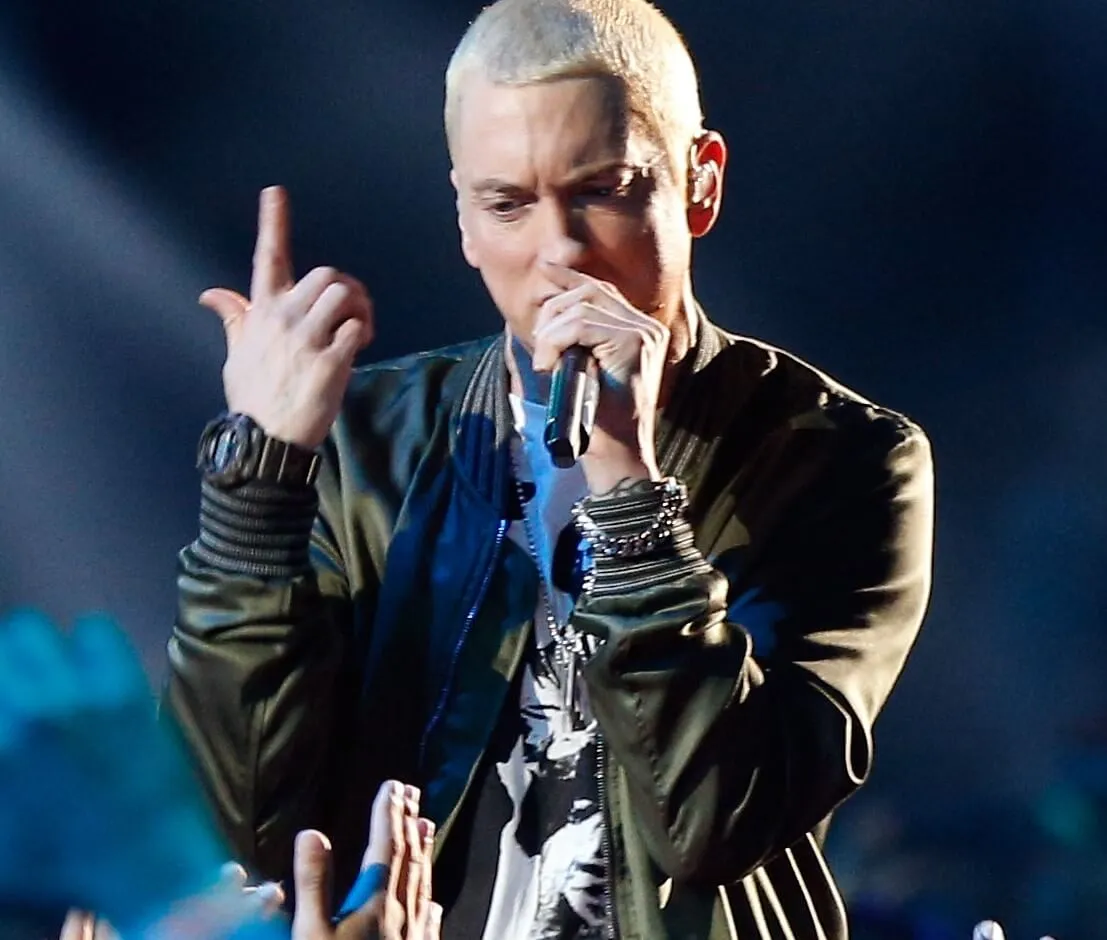 "The Monster" rapper Eminem with a microphone