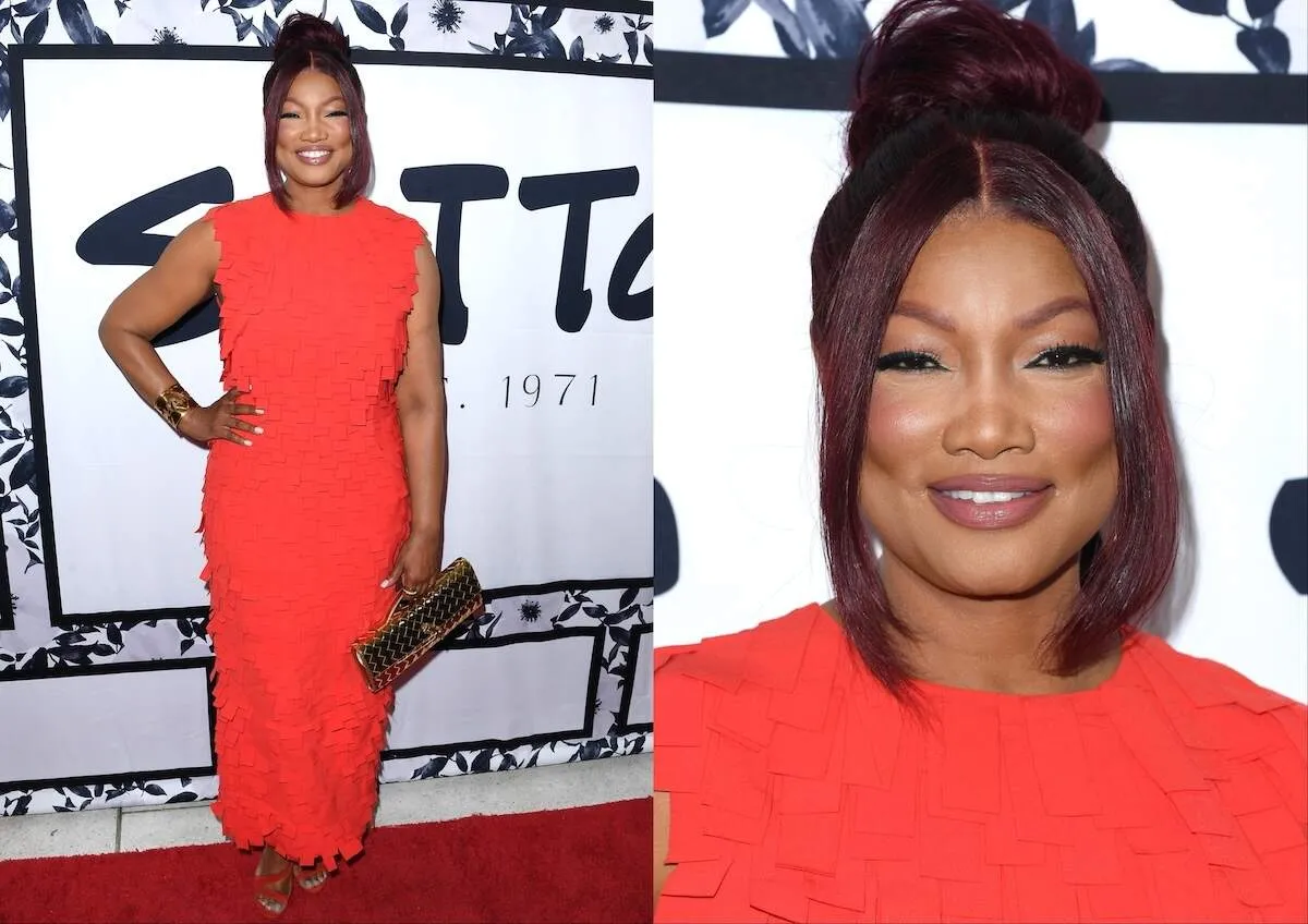 Wearing a red dress, Garcelle Beauvais arrives at Sutton Stracke's Fashion Show