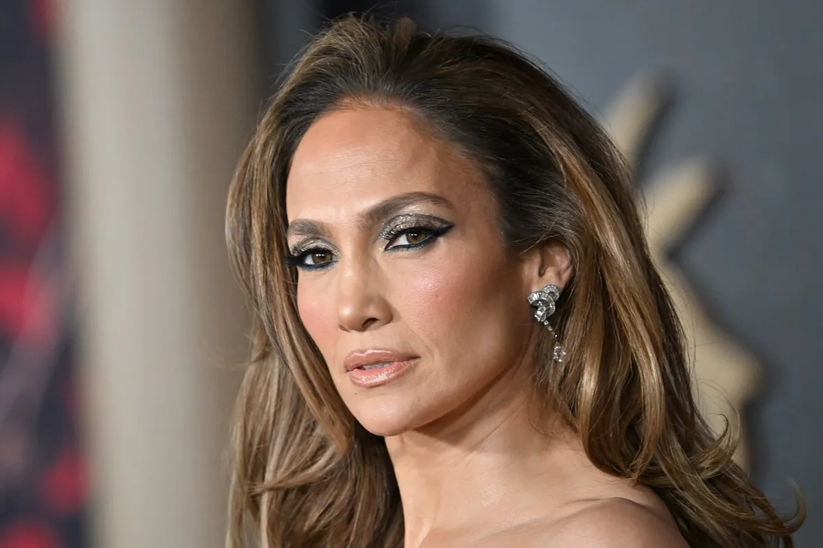 Jennifer Lopez posing at the "This is Me... Now: A Love Story" premiere.