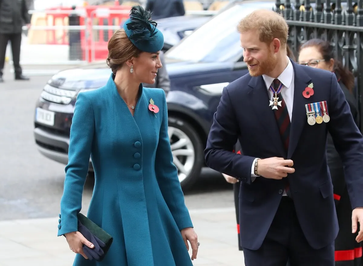 Kate Middleton and Prince Harry attend the ANZAC Day Service at Westminster Abbey