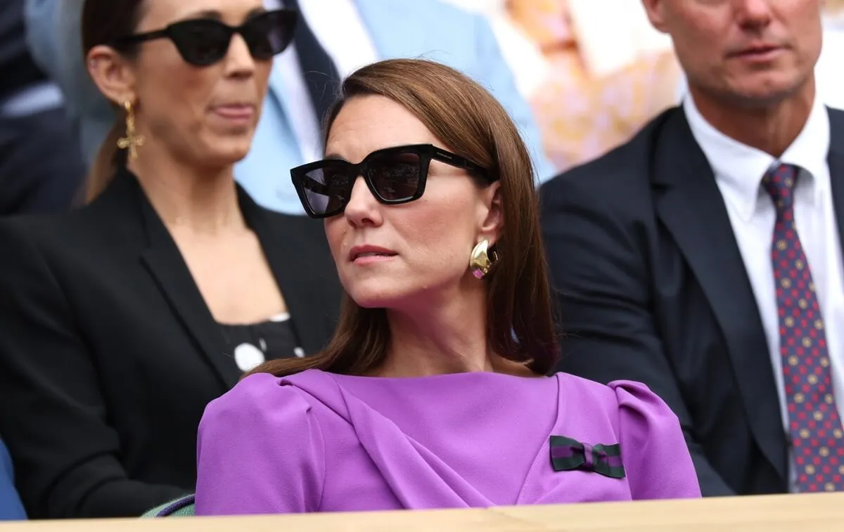 Kate Middleton looks on from the Royal Box at the Wimbledon Men's final between Carlos Alcaraz and Novak Djokovic