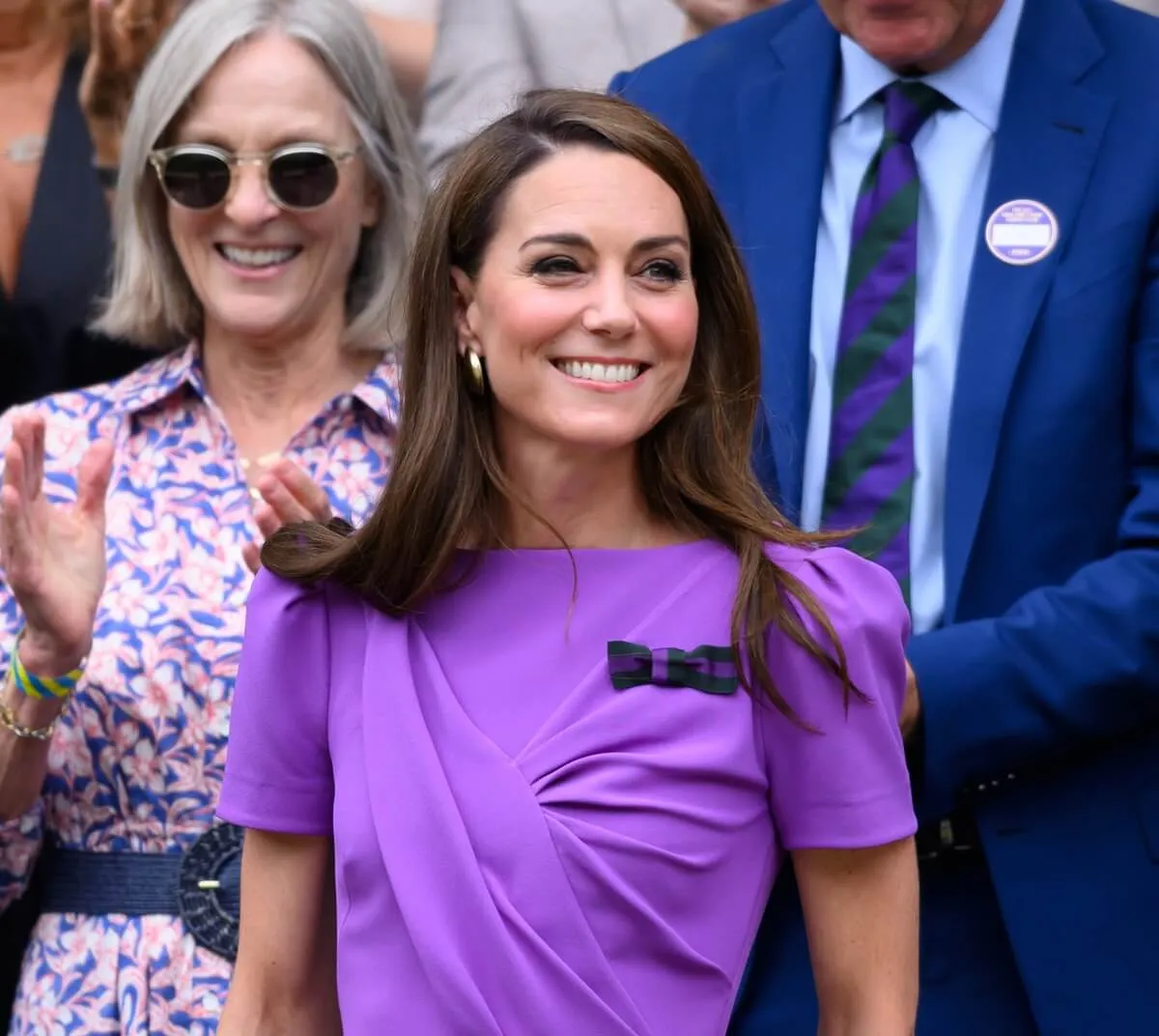 Kate Middleton smiles during ovation as she attends Wimbledon Men's Final