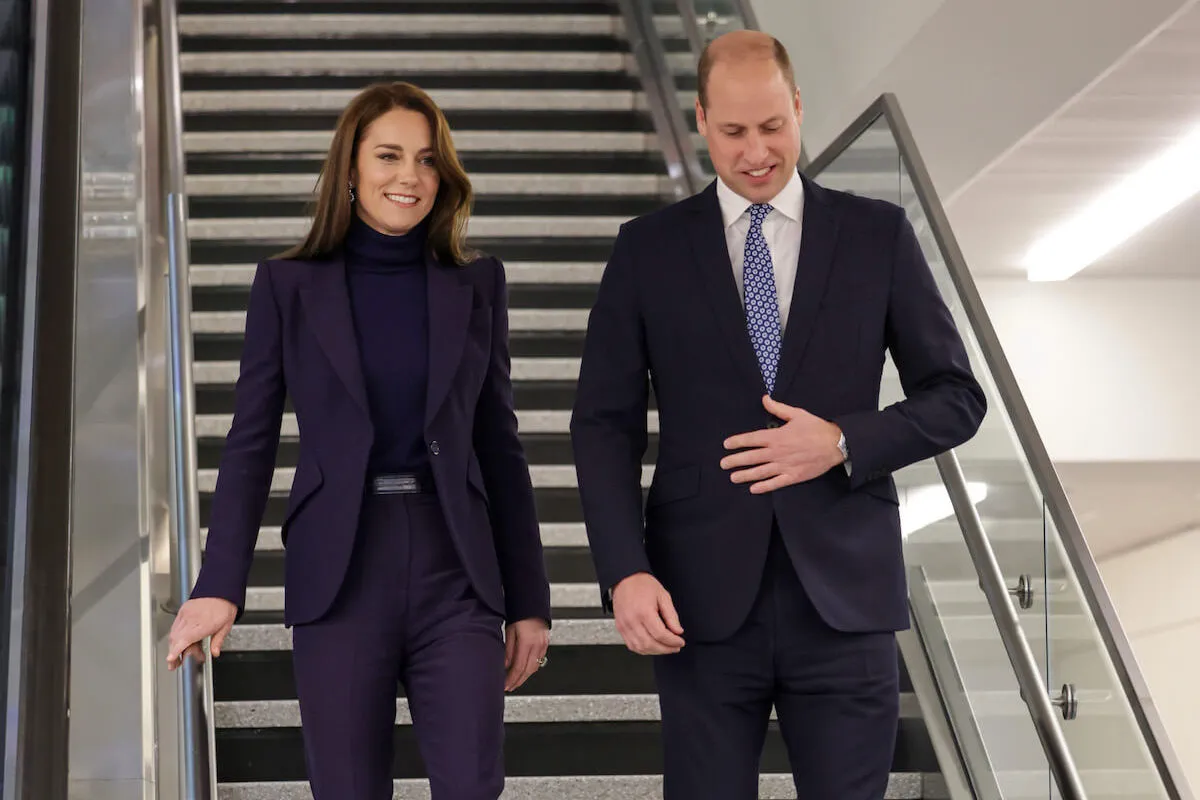 Kate Middleton, who wore a purple dress to Wimbledon, disembarks a plane with Prince William