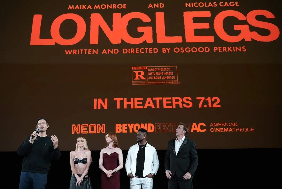 The main cast of Longlegs answers questions on the stage after premiering the horror film