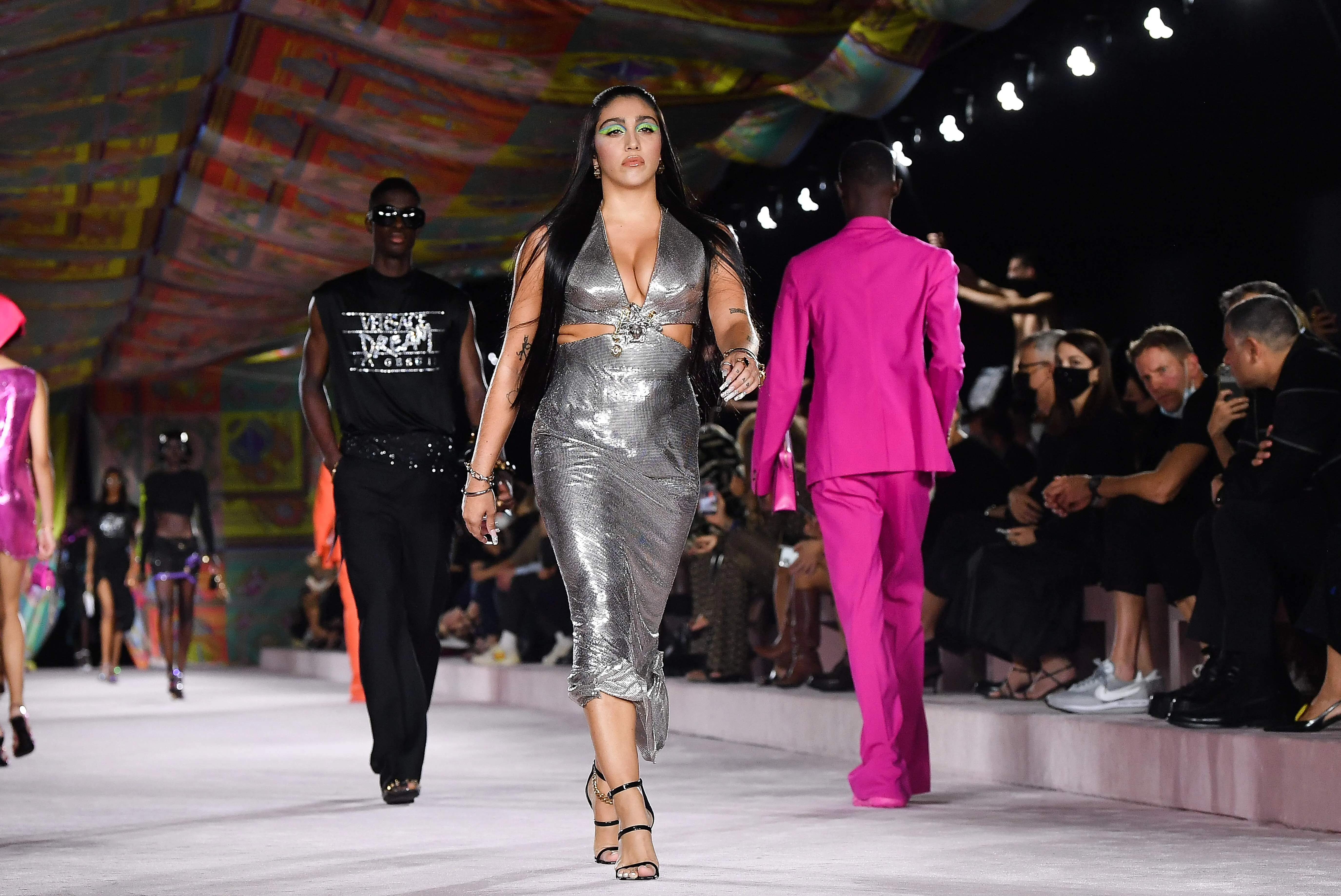 Madonna's daughter, Lourdes Leon, walks the runway at the Versace fashion show