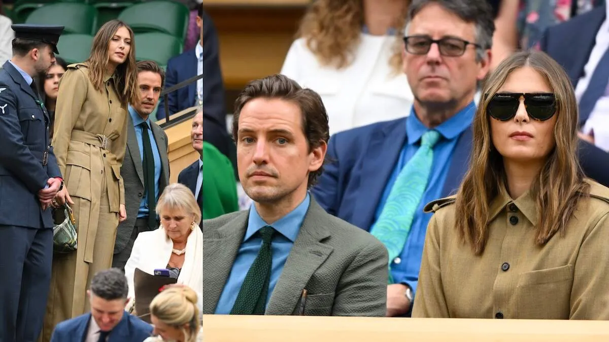 Maria Sharapova and Alexander Gilkes take their seats at Wimbledon day 3