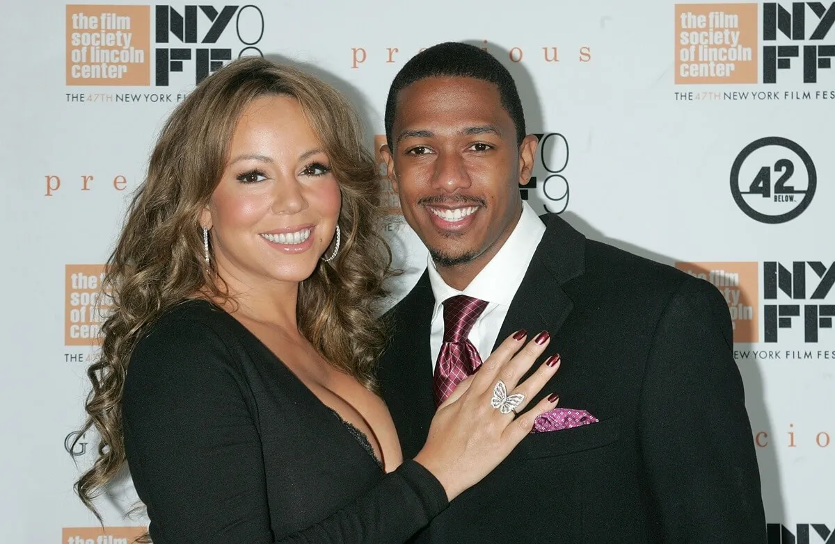 Mariah Carey and Nick Cannon posing at the 2009 New York Film Festival's screening of "Precious".
