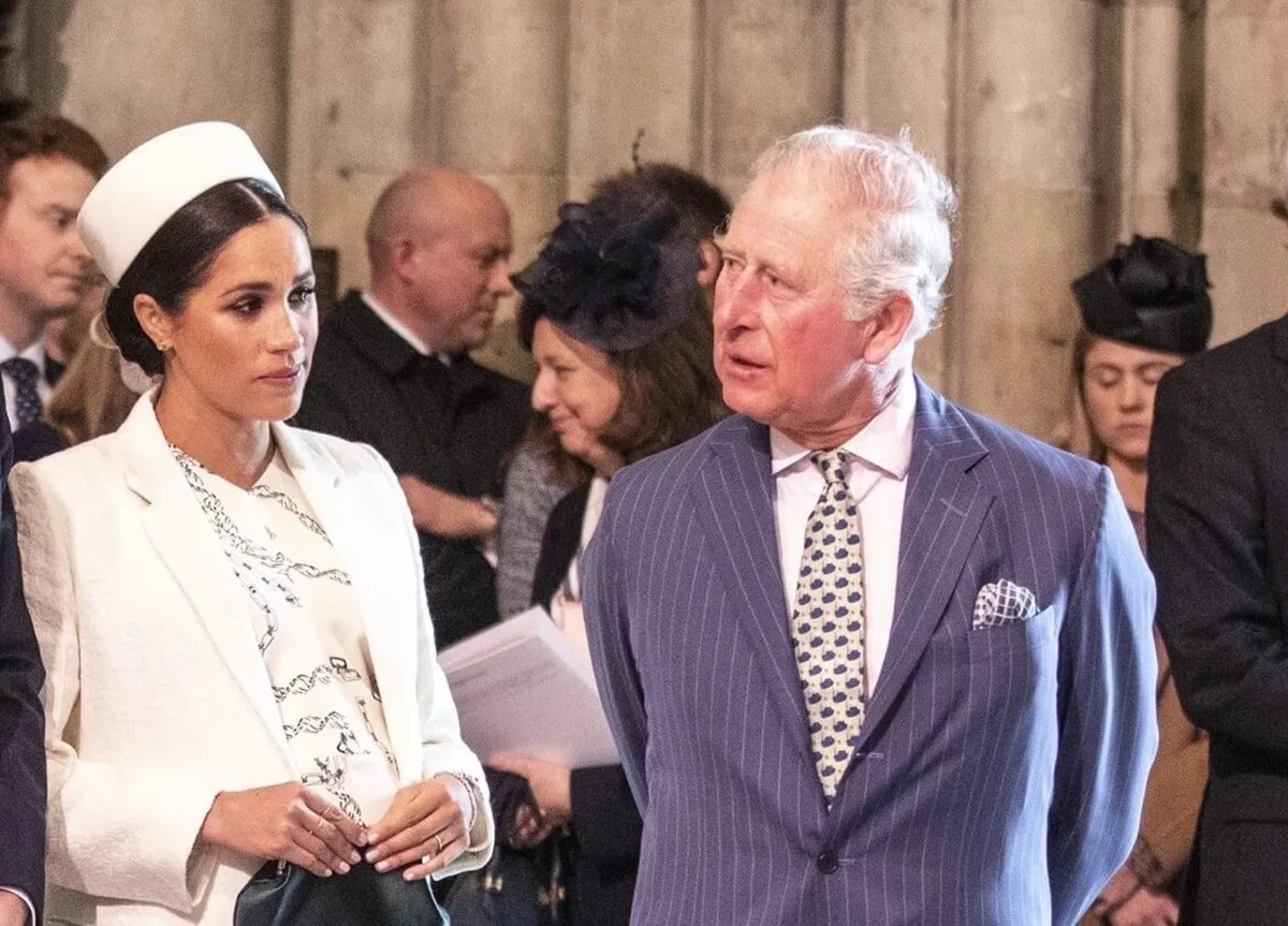 Meghan Markle and now-King Charles III attend the Commonwealth Day service at Westminster Abbey in London