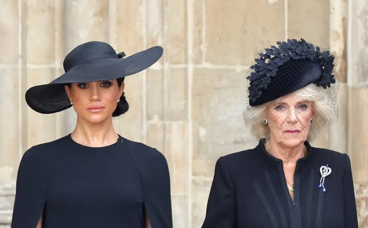 Meghan Markle and now-Queen Camilla at Queen Elizabeth II's state funeral