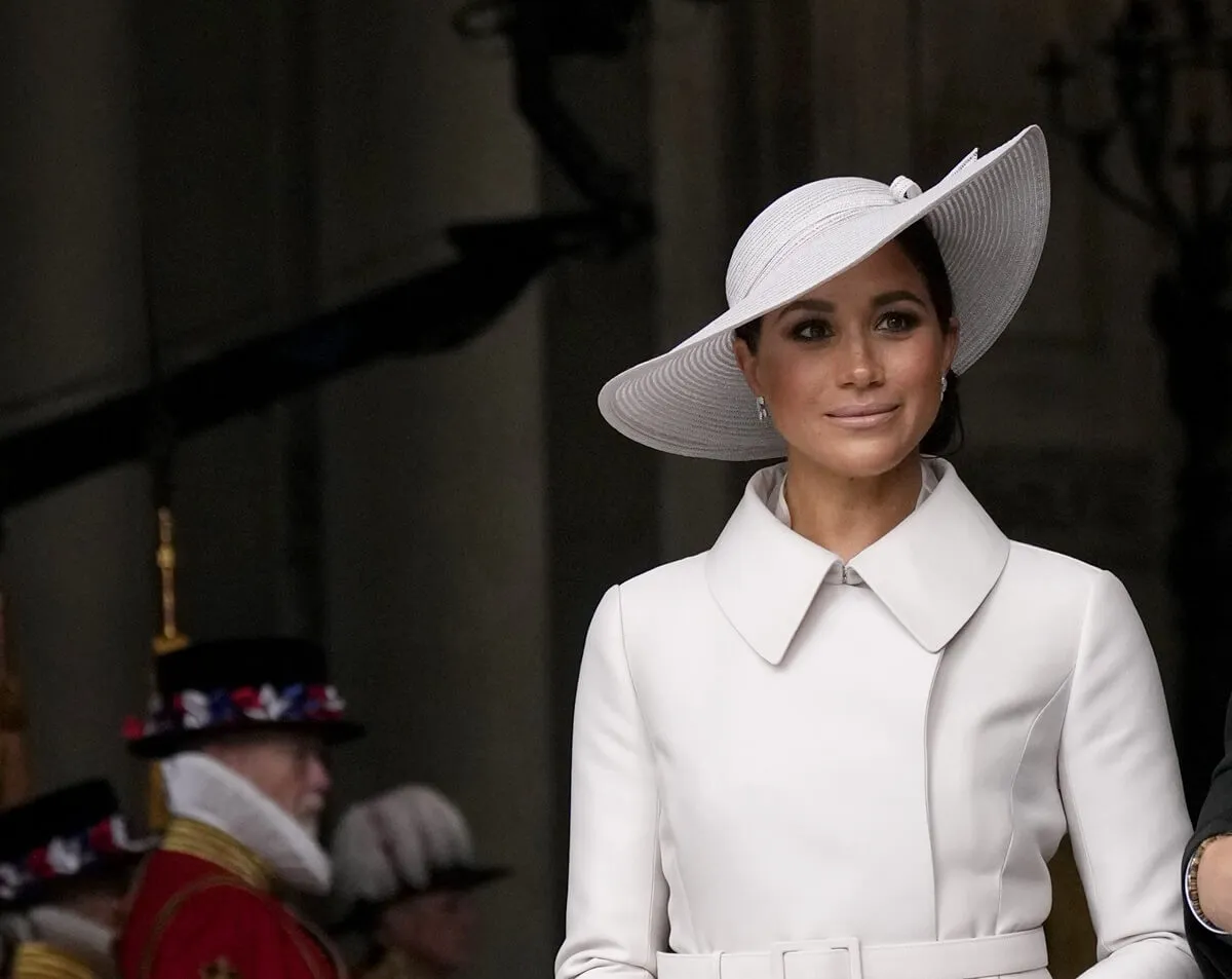 Meghan Markle leaving after a service of thanksgiving for the reign of Queen Elizabeth II at St Paul's Cathedral in London