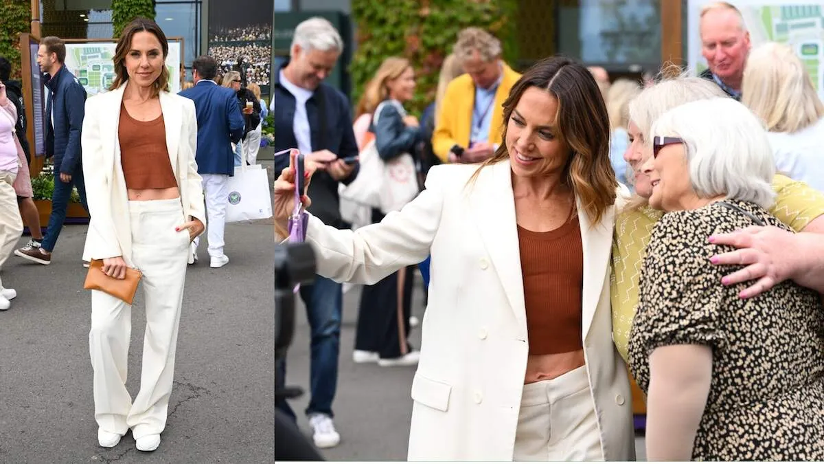 Spice Girl Mel C takes pics with fans during day three of the Wimbledon Tennis Championships