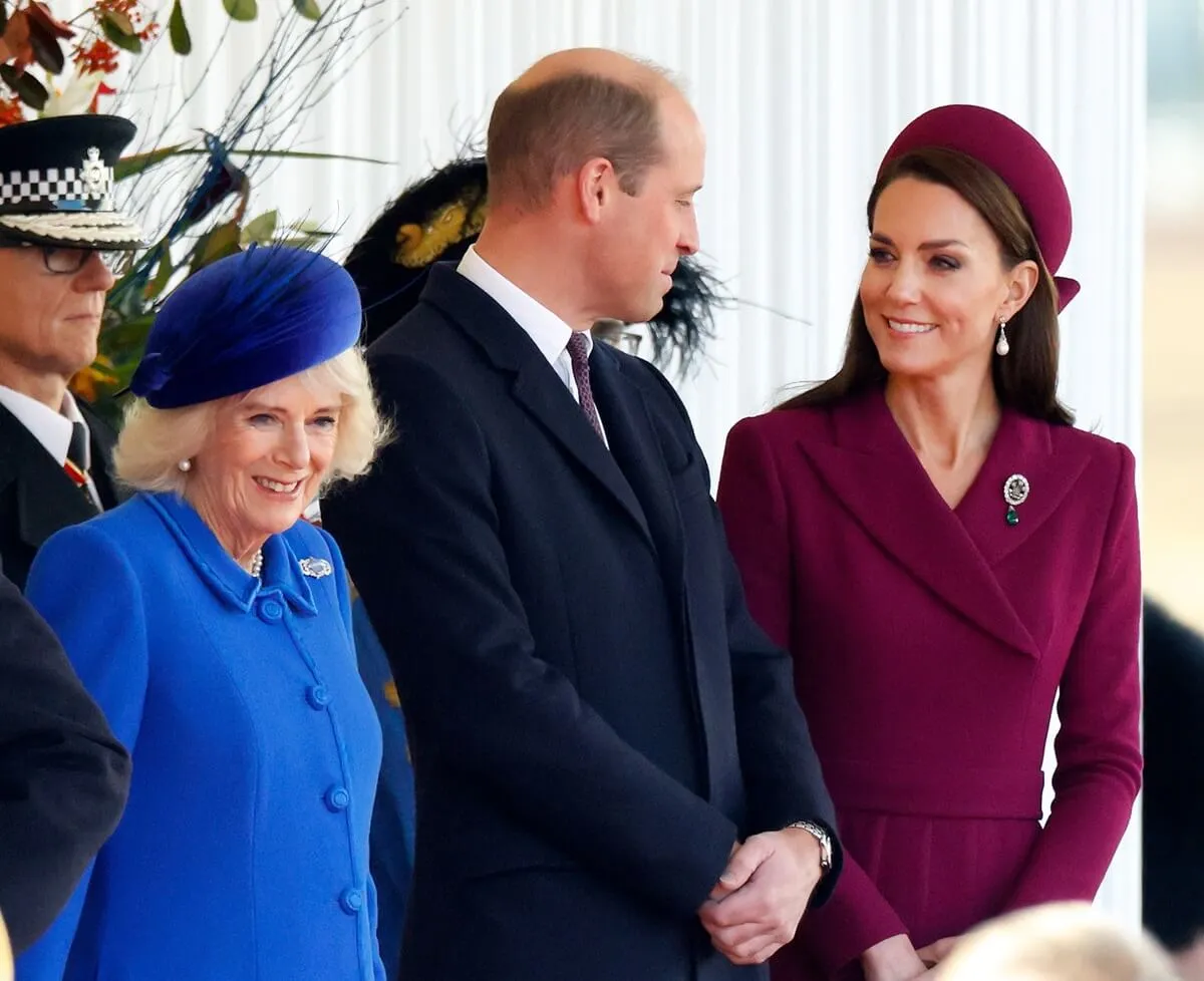 Members of the royal family including Queen Camilla and Kate Middleton attend the ceremonial welcome at Horse Guards Parade for President Cyril Ramaphosa