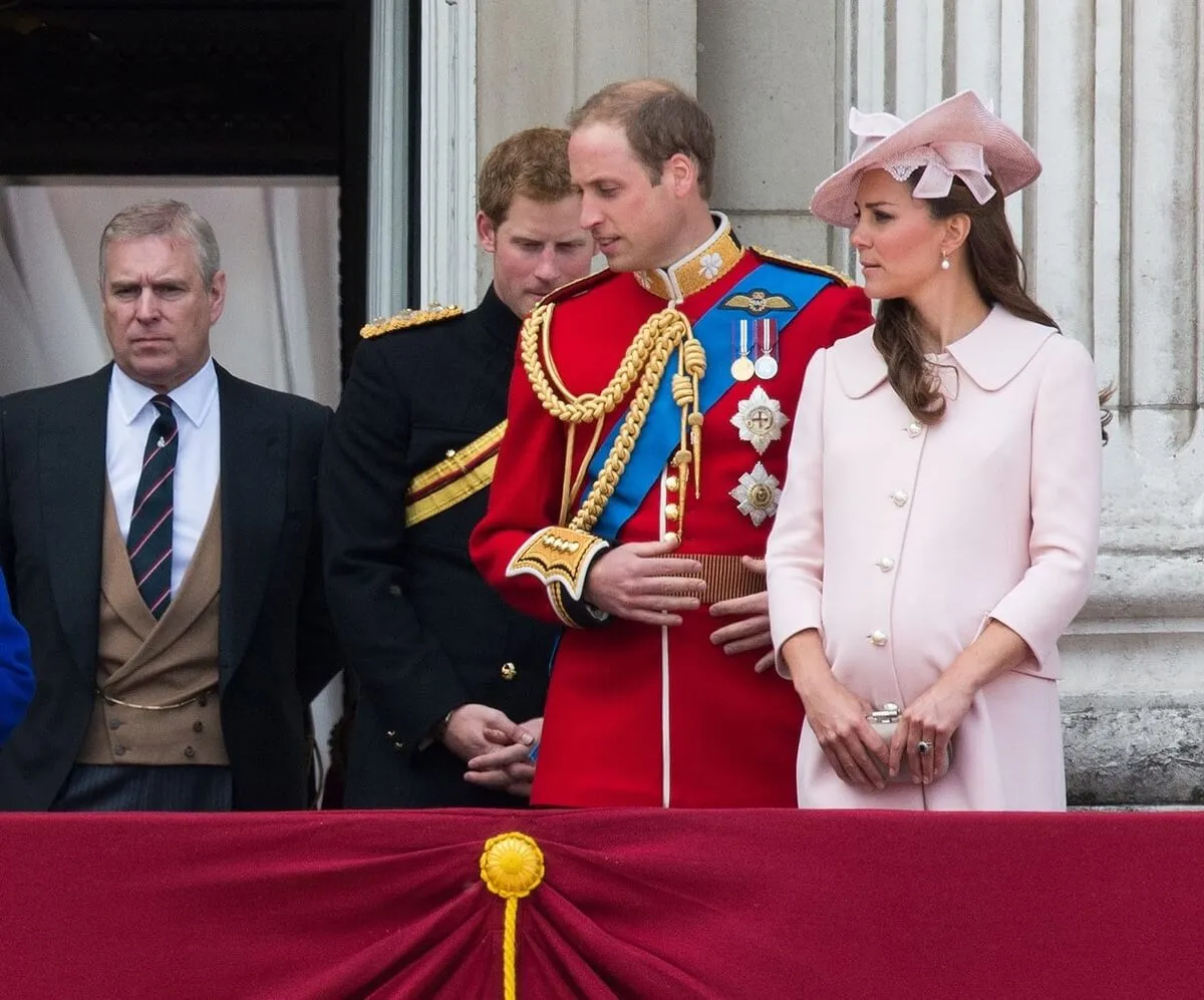 Prince Andrew, Prince WIlliam, Kate Middleton, and other members of the royal family on the balcony during Trooping the Colour Ceremony