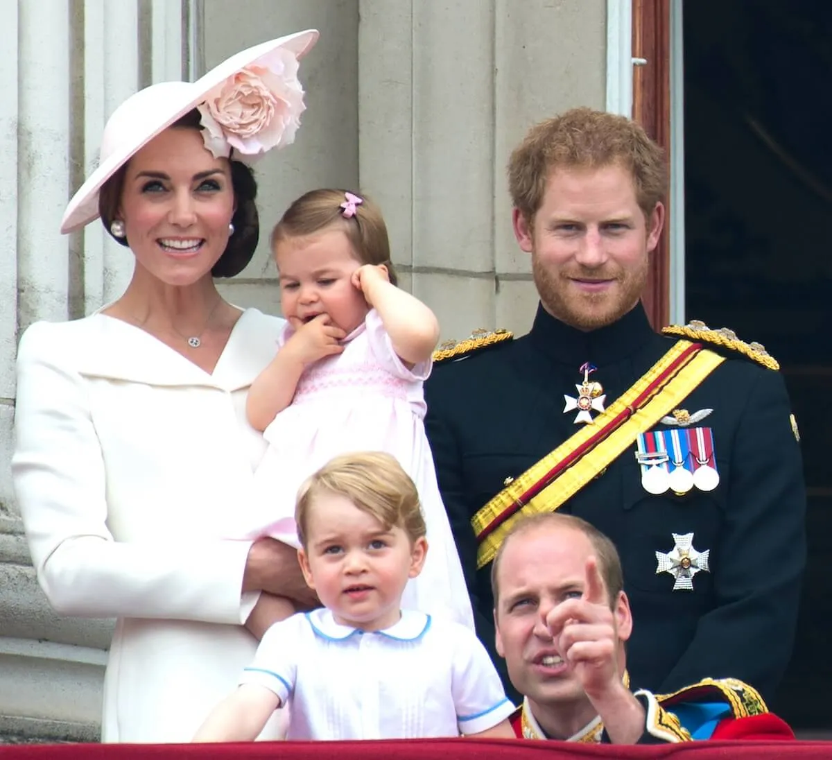 Prince William and Kate Middleton with Prince George, Princess Charlotte, and Prince Harry