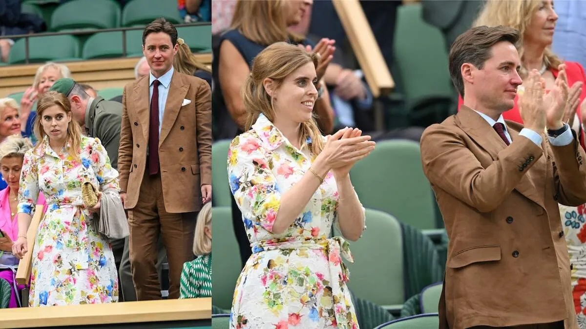 Wearing a floral dress, Princess Beatrice sits front row at Wimbledon with husband Edoardo Mapelli Mozzi