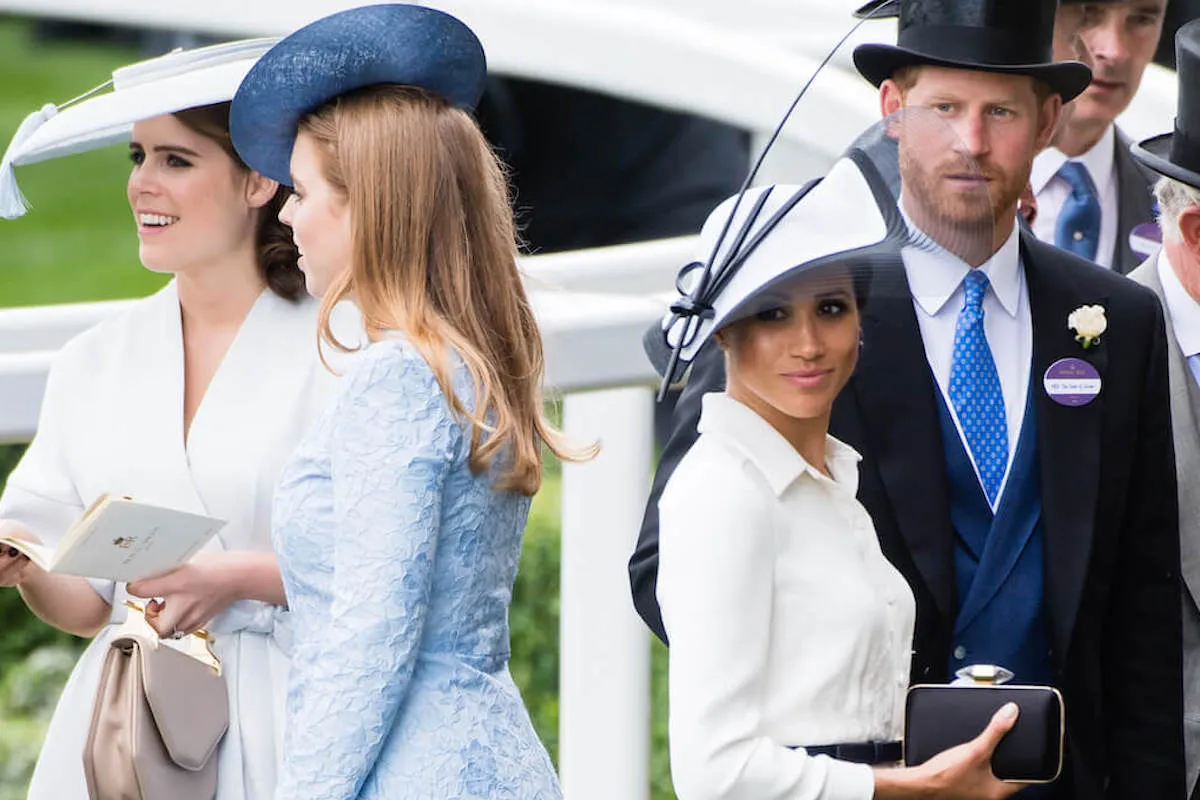 Princesses Beatrice and Eugenie, who are reportedly not as close to the Sussexes, wiht Prince Harry and Meghan Markle, at the Royal Ascot.