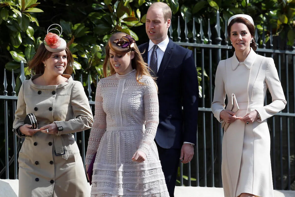Princesses Beatrice and Eugenie, who aren't as close to Prince Harry and Meghan Markle, walk with Prince William and Kate Middleton
