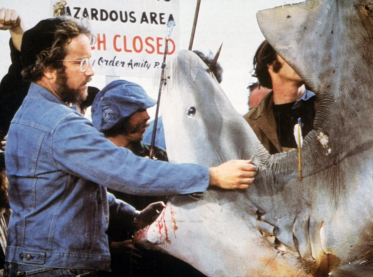 Hooper examining a shark in 'Jaws'