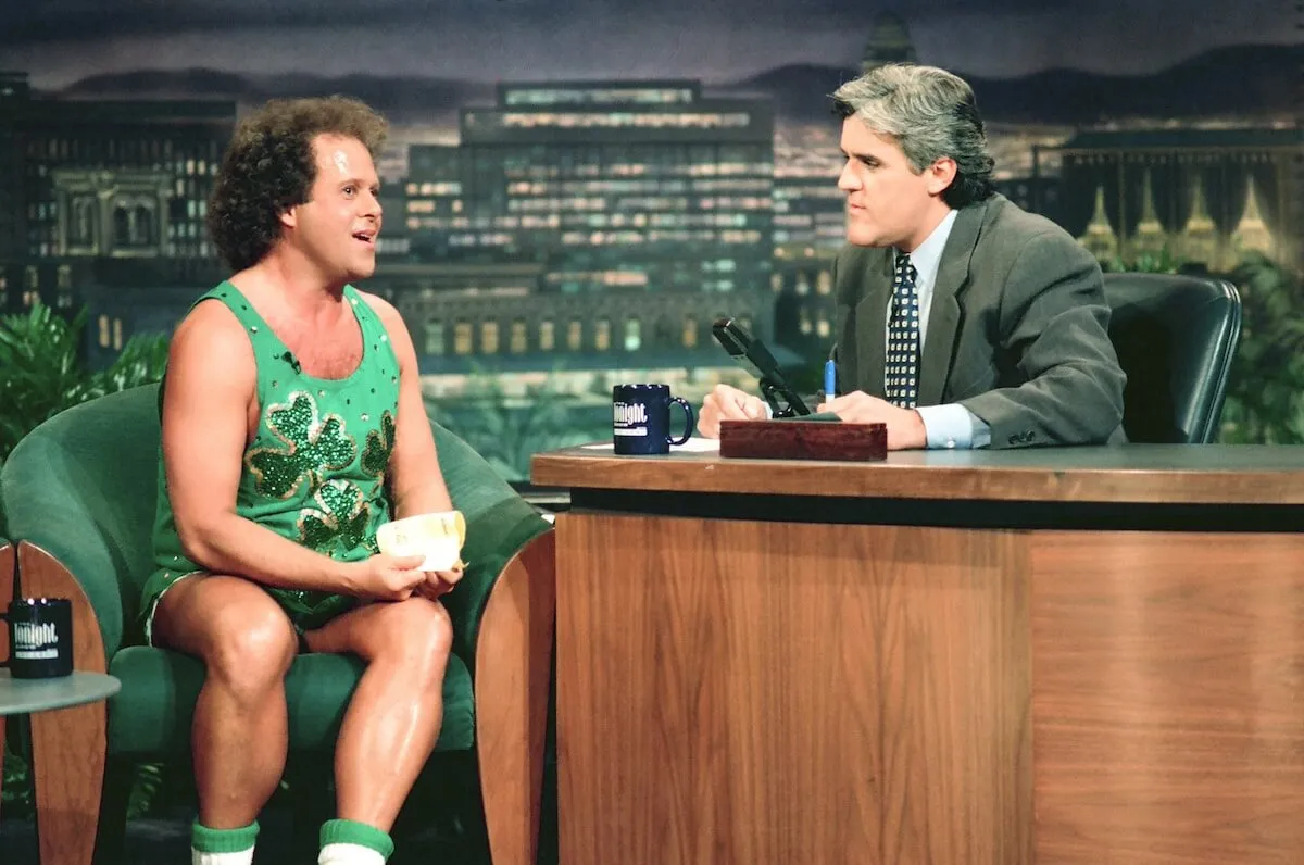 Richard Simmons talks to Jay Leno during an appearance on 'The Tonight Show'