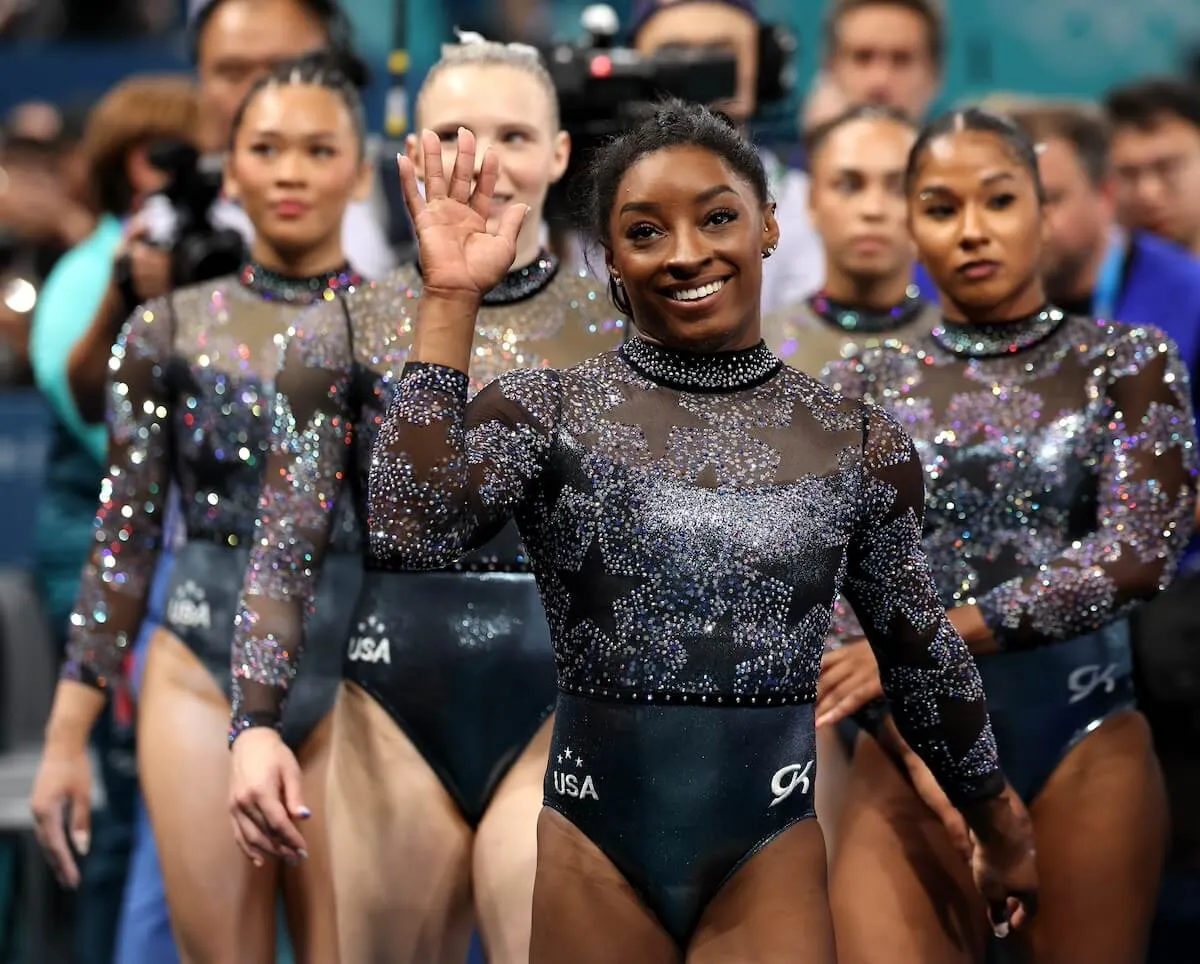 Simone Biles with her teammates at the 2024 Paris Olympics