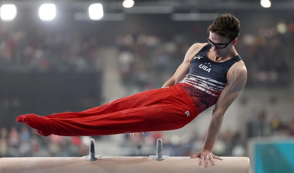 Stephen Nedoroscik of Team USA competes on the pommel horse during the Men's Team Final at the Pan Am Games