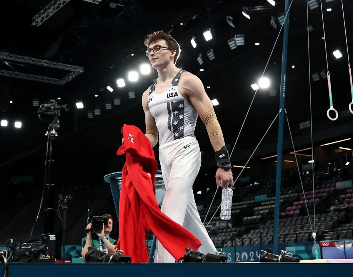 Stephen Nedoroscik of Team USA during a gymnastics training session ahead of the 2024 Paris Olympic Games