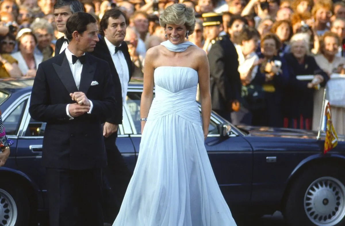 Then-Prince Charles and Princess Diana arriving at the Cannes Film Festival