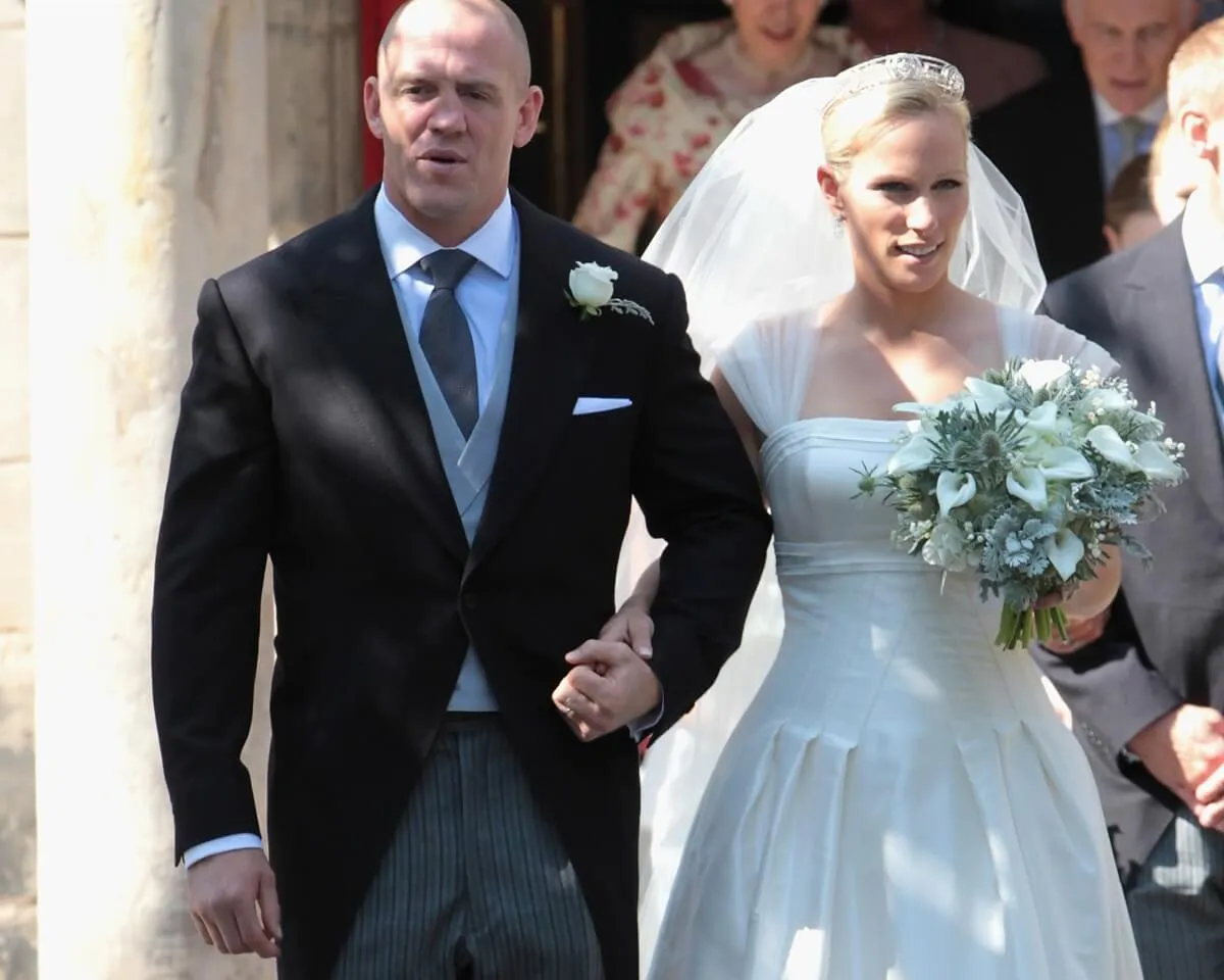 Zara and Mike Tindall following their wedding at Canongate Kirk, in Edinburgh, Scotland