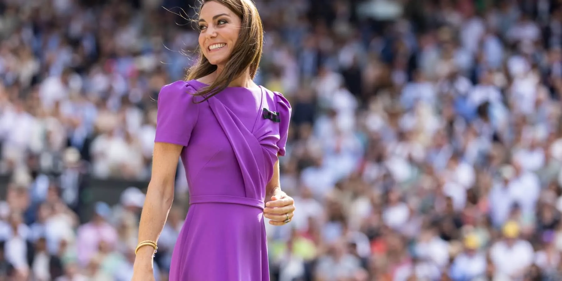 Kate Middleton wears a purple dress at Wimbledon