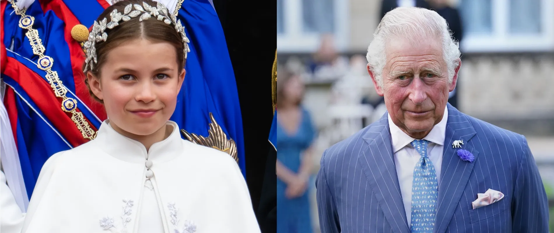 Princess Charlotte and King Charles in side-by-side photographs