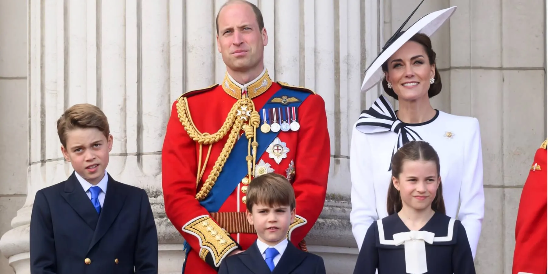 Prince William, Kate Middleton, Prince George, Prince Louis and Princess Charlotte on the Buckingham Palace balcony