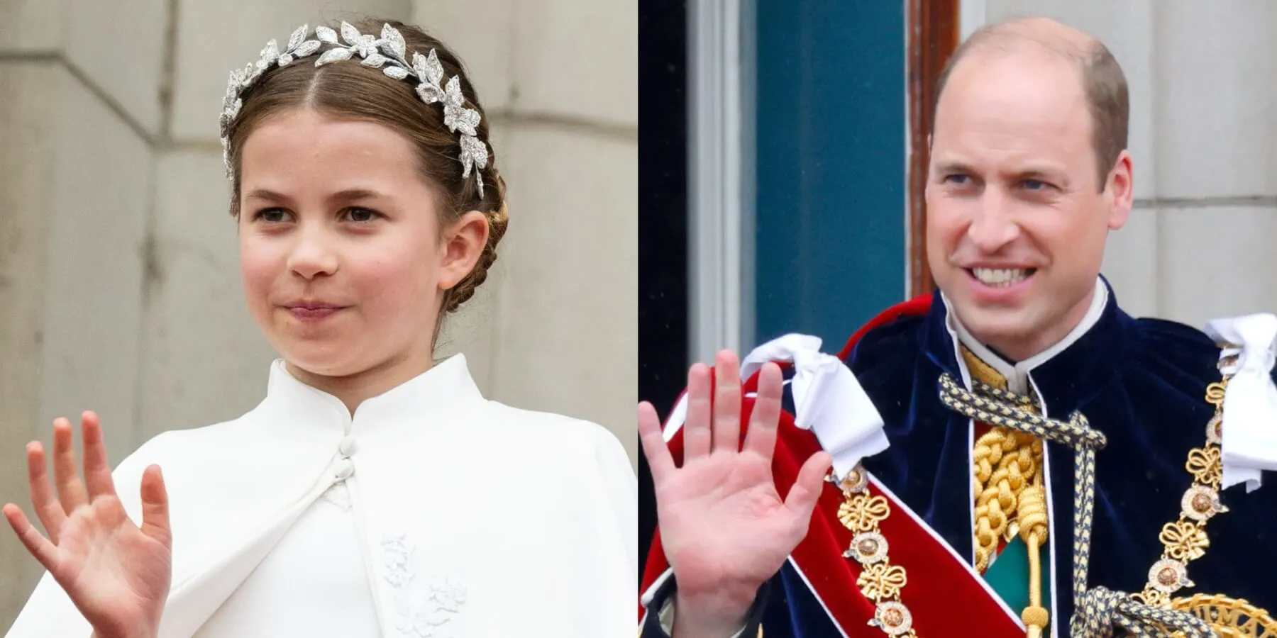 Princess Charlotte and Prince William in side-by-side photographs