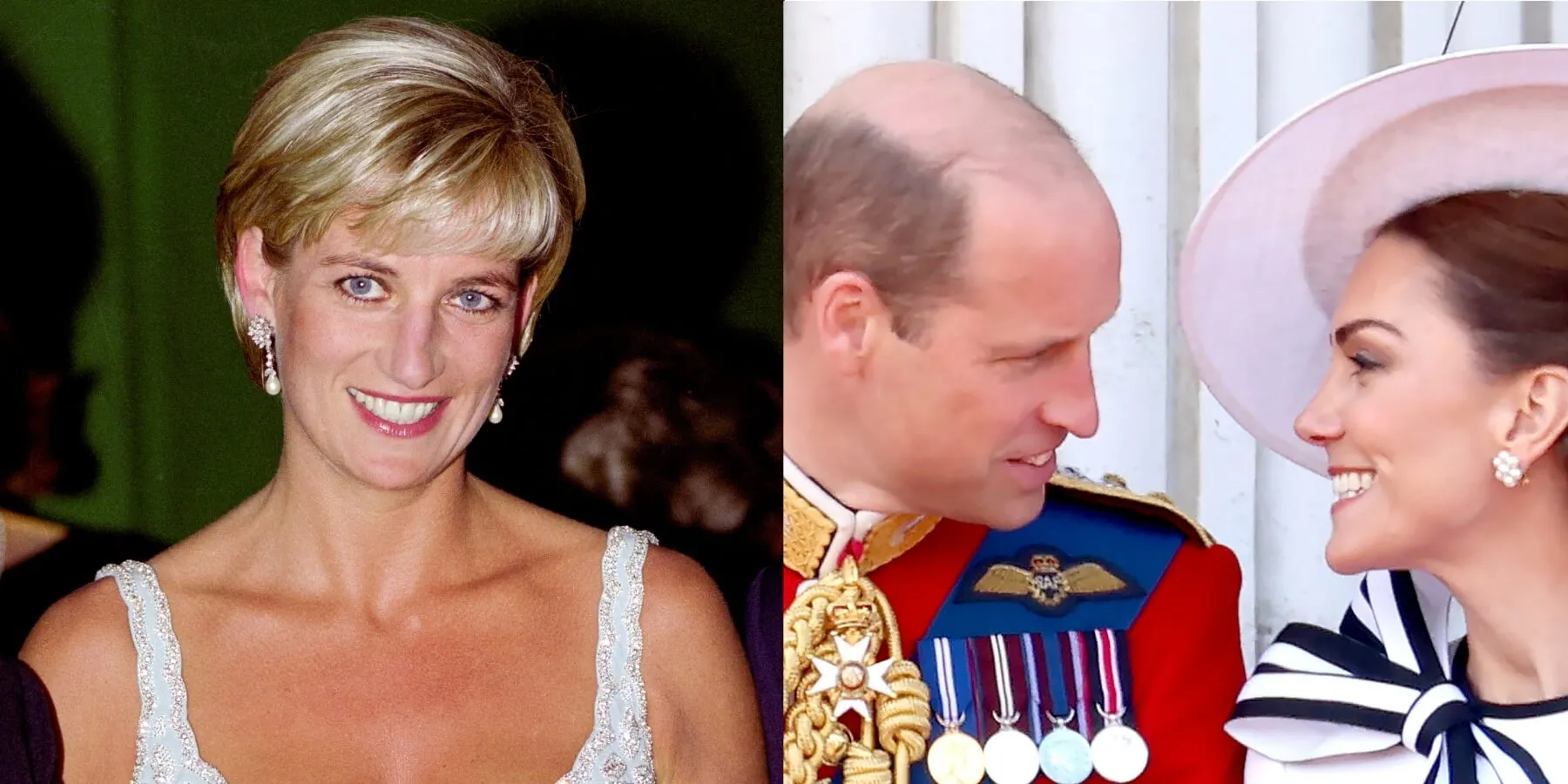 Princess Diana, Prince William, Kate MIddleton in side-by-side photographs