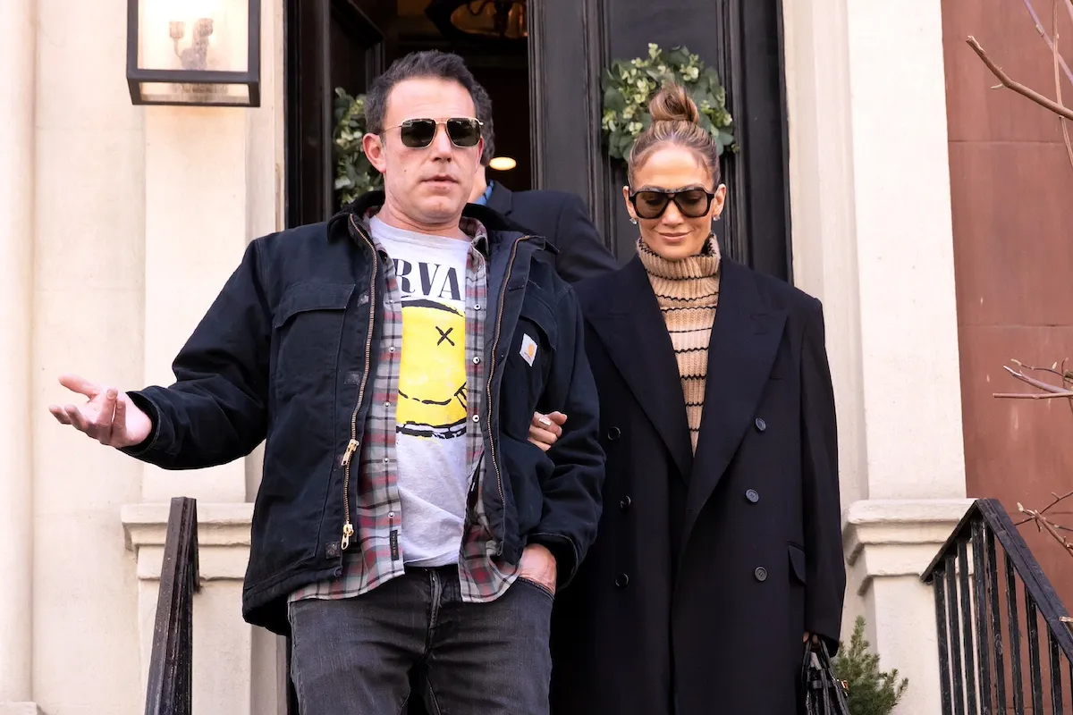 Ben Affleck and Jennifer Lopez, both wearing sunglasses