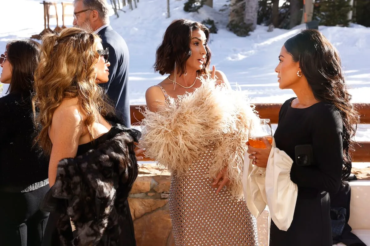 New Houswife Bronwyn Newport talking to two other women outside in 'RHOSLC' Season 5