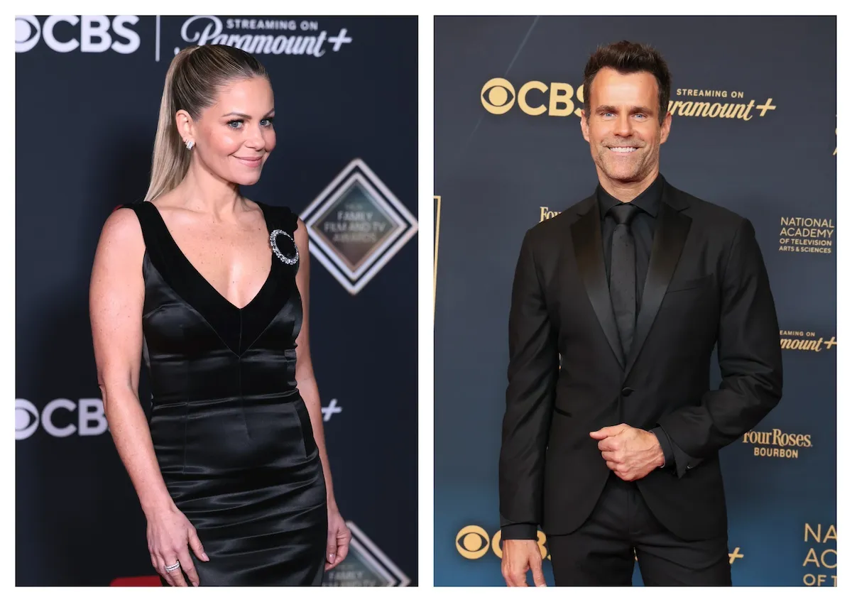 Side by side portraits of Candace Cameron Bure and Cameron Mathison