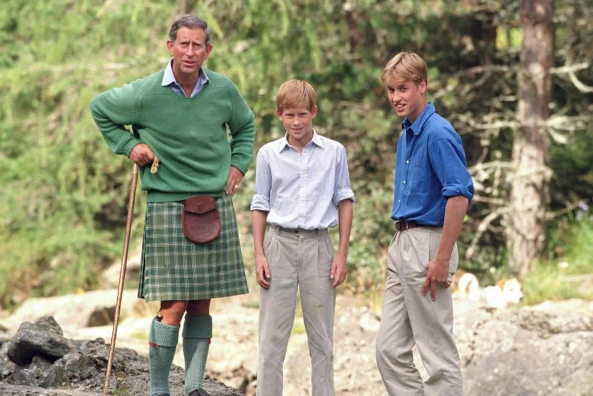 King Charles, Prince Harry, and Prince William on the royal family's Balmoral estate.