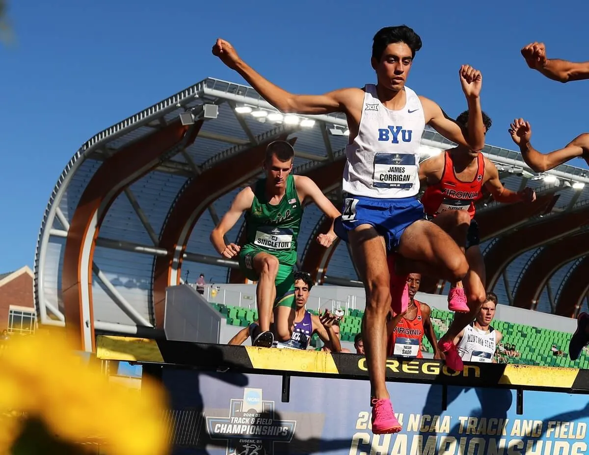 James Corrigan of the BYU Cougars competes in the steeplechase event during the Division I Men's and Women's Outdoor Track and Field Championship