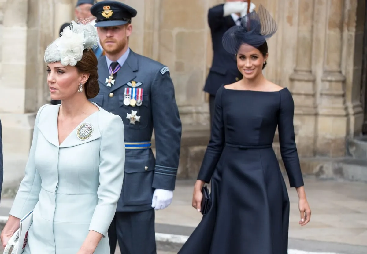 Kate Middleton, Prince, Harry, and Meghan Markle attend a service at Westminster Abbey to mark the centenary of the Royal Air Force