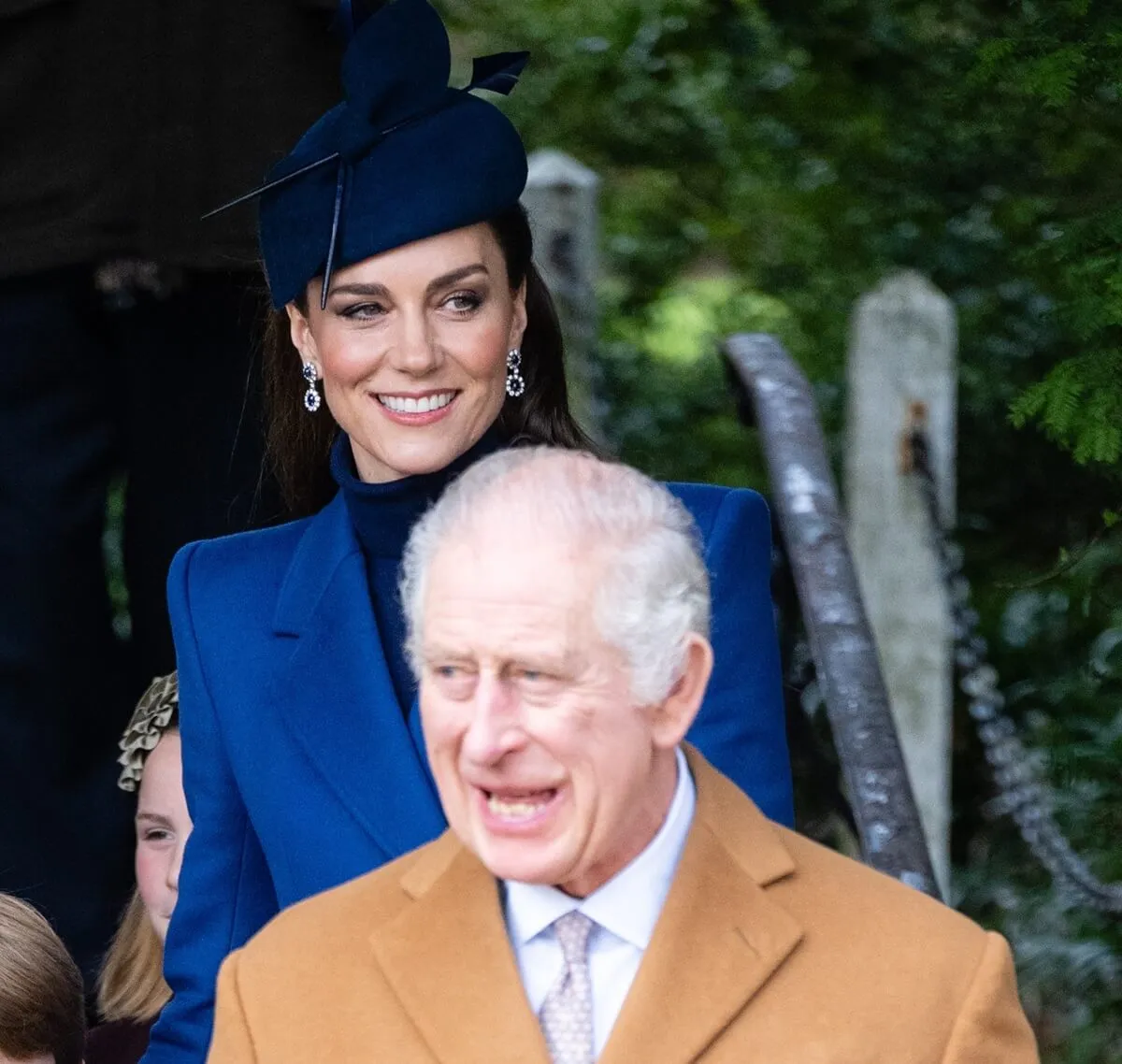 Kate Middleton and King Charles III attend the Christmas Morning church service at Sandringham