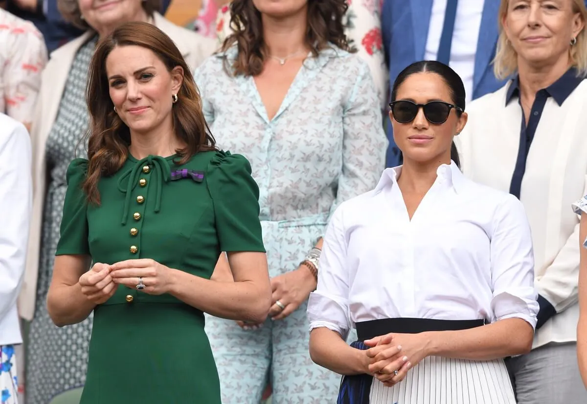 Kate Middleton and Meghan Markle in the Royal Box on Centre Court during the Wimbledon Tennis Championships