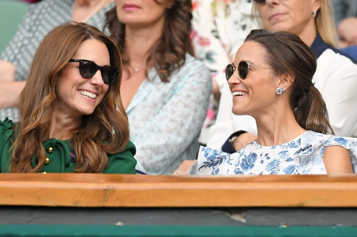 Kate Middleton in the Royal Box with her sister, Pippa Middleton, during day twelve of the 2019 Wimbledon Tennis Championships