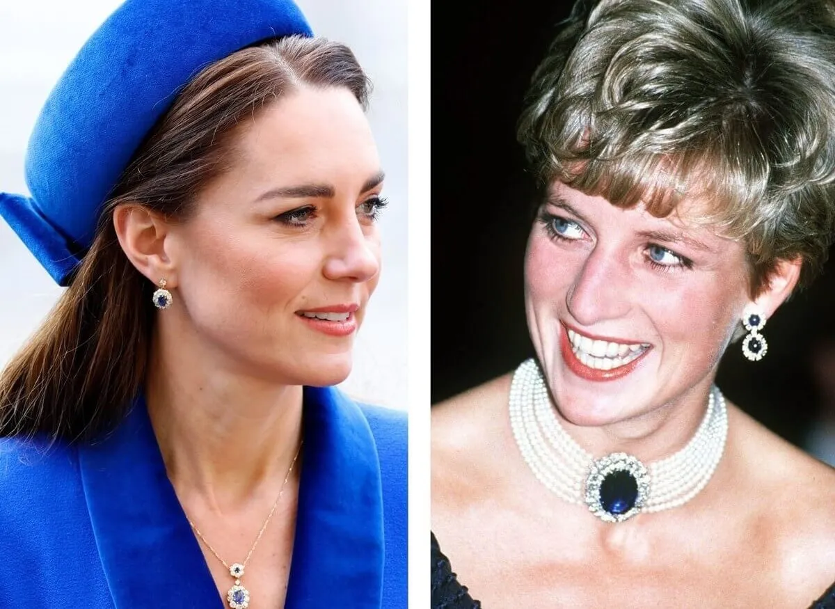 (L) Kate Middleton attends a Commonwealth Day service at Westminster Abbey, (R) Princess Diana attends a concert in London